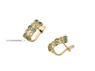 pendientes oro 18k con piedra con esmeralda