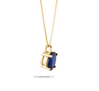 collar oro 18k con piedra con zafiro 22cm