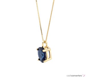 collar oro 18k con piedra con zafiro 22cm