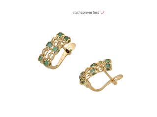 pendientes oro 18k con piedra con esmeralda