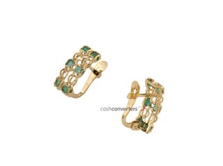 pendientes oro 18k con piedra con esmeralda