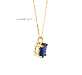 collar oro 18k con piedra con zafiro 22cm