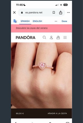 Anillo Pandora Corazón Brillante original