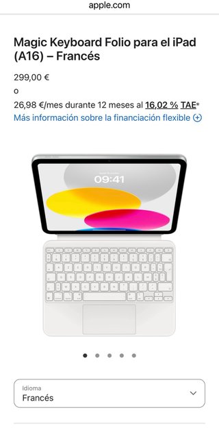 Magic Keyboard Folio iPad A16 y iPad 10/AZERTY