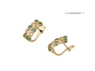 pendientes oro 18k con piedra con esmeralda