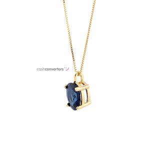 collar oro 18k con piedra con zafiro 22cm