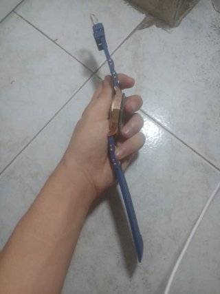 Reloj de pulsera azul y dorado