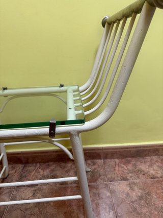 Silla antigua metal y cristal años 50