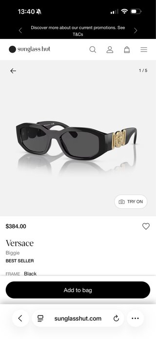 Gafas de sol Versace negras