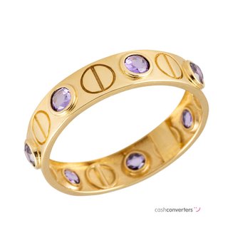 anillo oro 18k con piedra con amatista