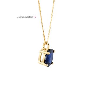 collar oro 18k con piedra con zafiro 22cm