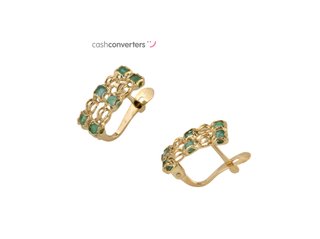 pendientes oro 18k con piedra con esmeralda