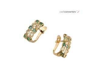 pendientes oro 18k con piedra con esmeralda