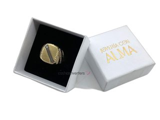 sello oro 18k con piedra con circonita