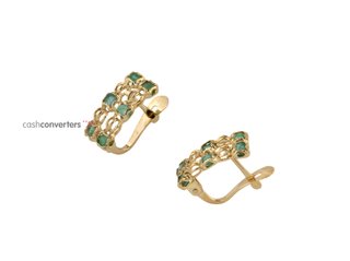 pendientes oro 18k con piedra con esmeralda
