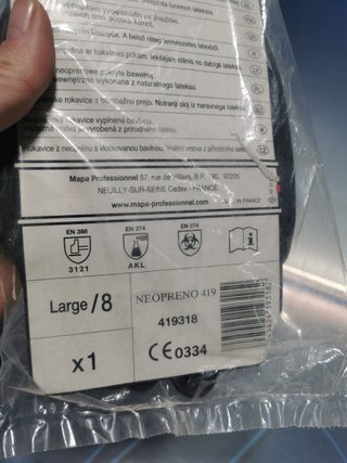 Guantes MAPA neopreno 419 large 8, nuevos