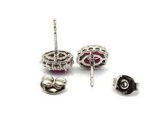 pendientes oro 18k con piedra con rubi,diamante