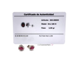 pendientes oro 18k con piedra con rubi,diamante