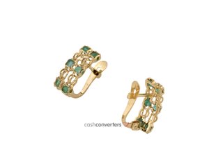 pendientes oro 18k con piedra con esmeralda