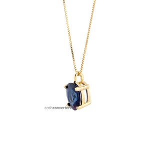 collar oro 18k con piedra con zafiro 22cm
