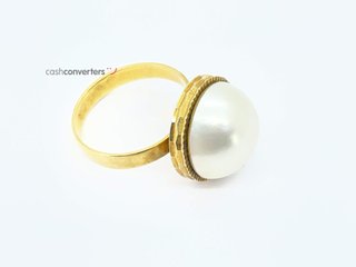 anillo oro 18k con piedra con perla