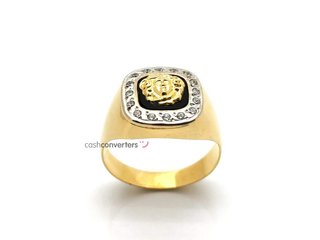 sello oro 18k con piedra con circonita,onix
