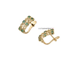 pendientes oro 18k con piedra con esmeralda
