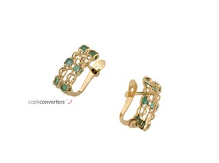 pendientes oro 18k con piedra con esmeralda