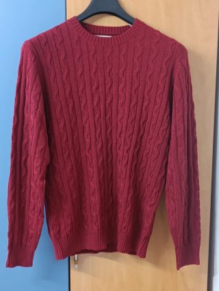 Suéter de punto trenzado rojo talla 2XL