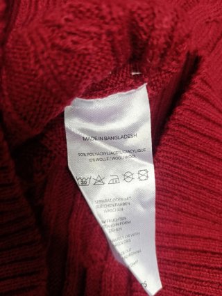 Suéter de punto trenzado rojo talla 2XL