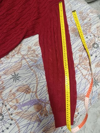 Suéter de punto trenzado rojo talla 2XL