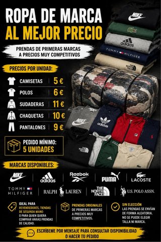 ROPA DE MARCA AL MEJOR PRECIO POR UNIDADES