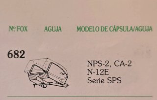 Aguja Tocadiscos Fox 681/882 DST-W Diamante