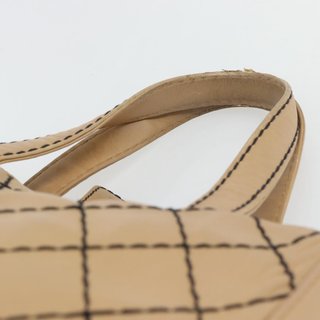 CHANEL Wild Stitch Tote Bag Leather Beige CC Auth