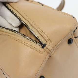 CHANEL Wild Stitch Tote Bag Leather Beige CC Auth