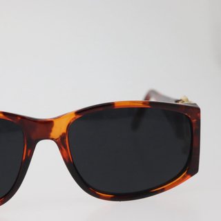 CHANEL COCO Mark Sunglasses Plastic Brown Gold CC