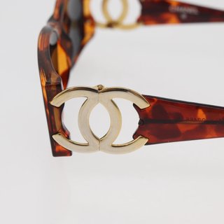 CHANEL COCO Mark Sunglasses Plastic Brown Gold CC