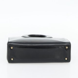 Christian Dior Hand Bag Patent leather Black Gold