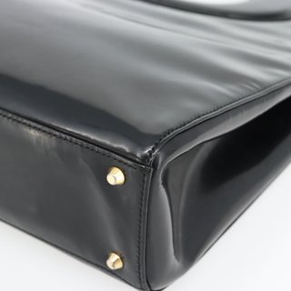 Christian Dior Hand Bag Patent leather Black Gold
