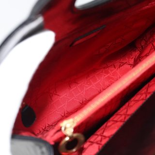 Christian Dior Hand Bag Patent leather Black Gold