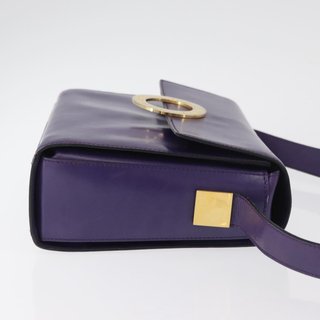 CELINE Circle Shoulder Bag Leather Purple Gold