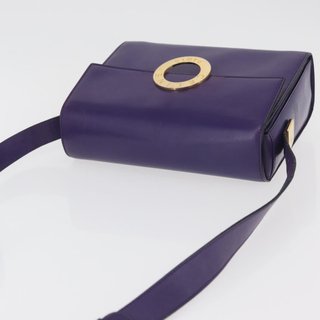 CELINE Circle Shoulder Bag Leather Purple Gold