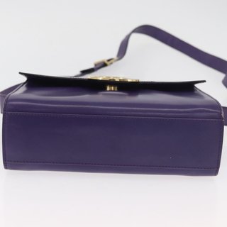 CELINE Circle Shoulder Bag Leather Purple Gold