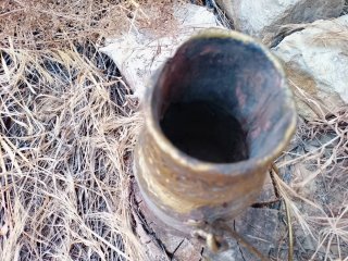 Lechera de madera pintada a mano