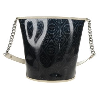 CHANEL Camelia Chain Shoulder Bag Vinyl Blue
