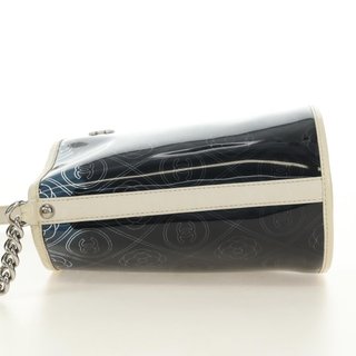 CHANEL Camelia Chain Shoulder Bag Vinyl Blue