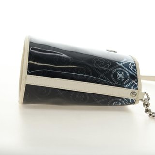 CHANEL Camelia Chain Shoulder Bag Vinyl Blue