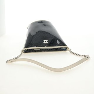 CHANEL Camelia Chain Shoulder Bag Vinyl Blue