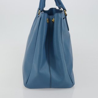 PRADA Galleria Hand Bag Safiano Leather Blue Gold