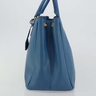 PRADA Galleria Hand Bag Safiano Leather Blue Gold